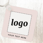 Chaveiro Logotipo Simples Com Texto Cor-De-Rosa Esbranquiça<br><div class="desc">Adicione seu próprio logotipo e escolha de texto a este design. Remova o texto se preferir. Minimalista e profissional. Excelente para marcas de funcionários ou como promocional para seus clientes e clientes.</div>