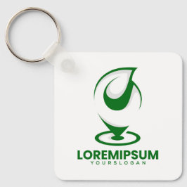 Chaveiro Logotipo verde abstrato de gota de água e globo