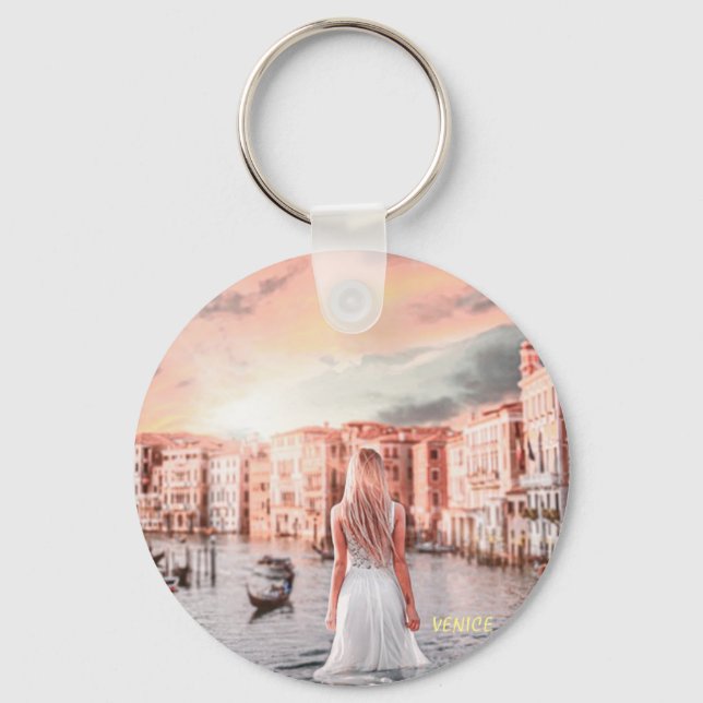 Chaveiro Loira Em Veneza Romântica (Frente)