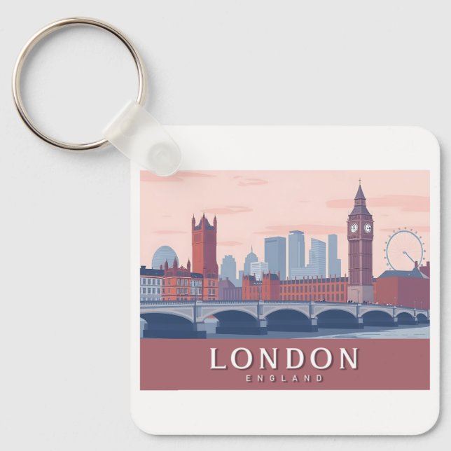 Chaveiro London England Pastel Viagem Design (Frente)