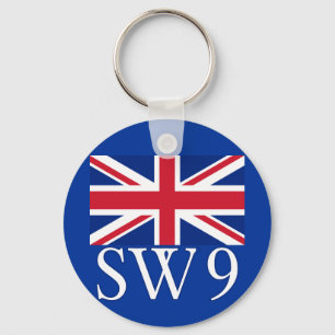 Chaveiro London Postcode SW9 com Union Jack
