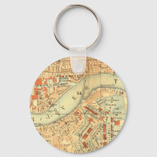 Chaveiro London Thames Vintage Map (Frente)