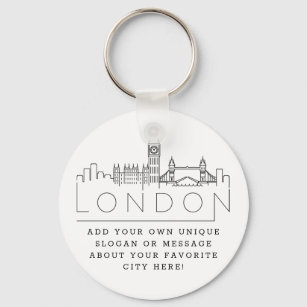Chaveiro Londres, Inglaterra Estilizou Skyline   Slogan Per