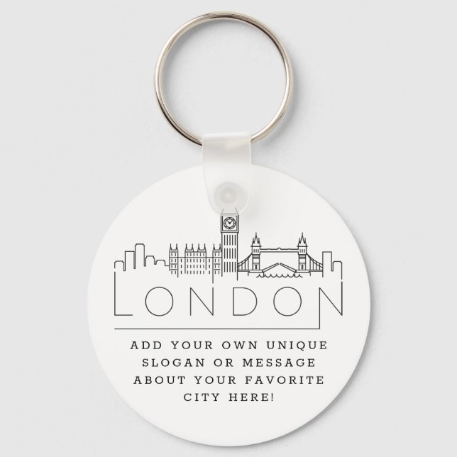 Chaveiro Londres, Inglaterra Estilizou Skyline | Slogan Per (Frente)