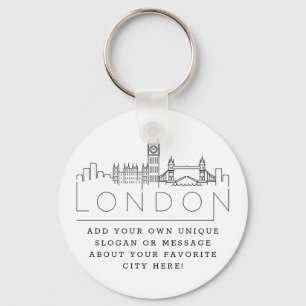 Chaveiro Londres, Inglaterra Estilizou Skyline  Slogan Pers