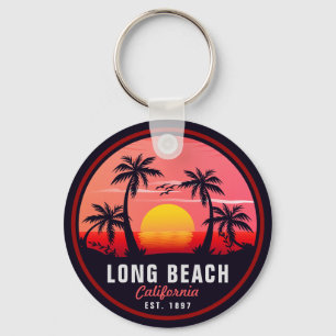 Chaveiro Long Beach California Retro Sunset Souvenirs 80s