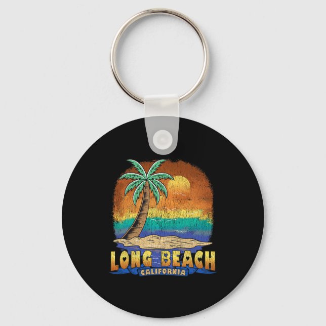Chaveiro Long Beach California Vintage angustiou Souvenir (Frente)