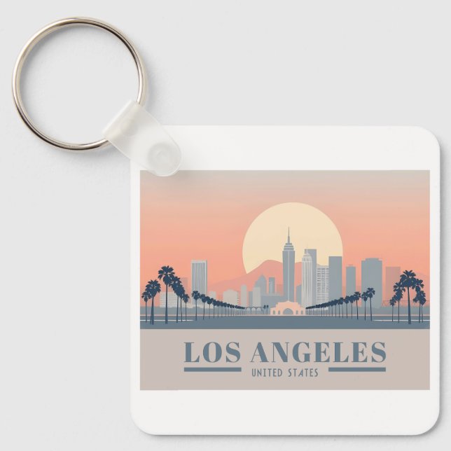 Chaveiro Los Angeles California Skyline Pastel Viagem (Frente)
