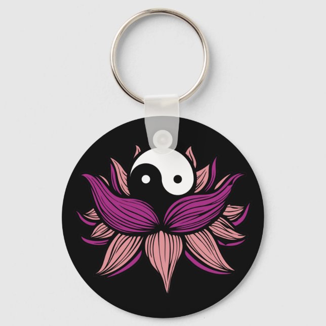 Chaveiro Lotus Flower e Yin Yang (Frente)