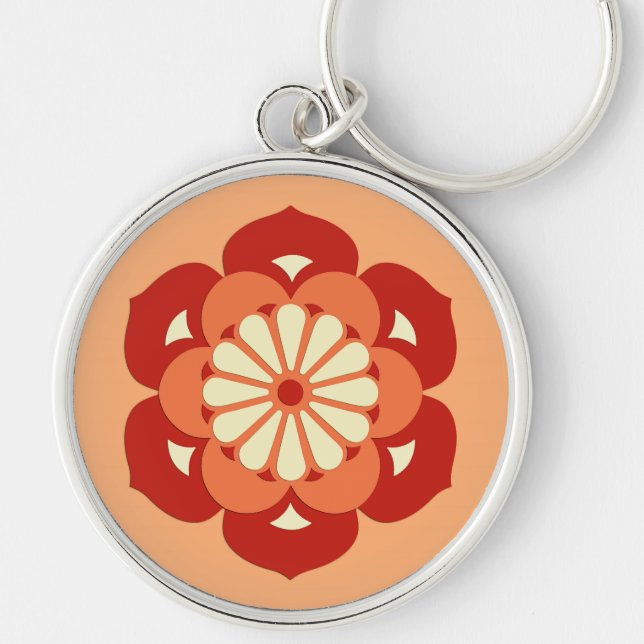 Chaveiro Lotus Flower Mandala, Pastel Orange e Mandarin (Frente)