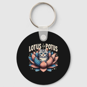 Chaveiro Lotus For Potus USA Flag Cat Lovers Kamala Harris