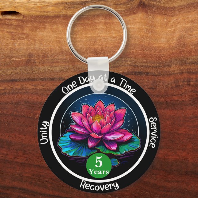 Chaveiro Lotus Sobriety Chip | Medalhão Personalizado de 12 (Frente)