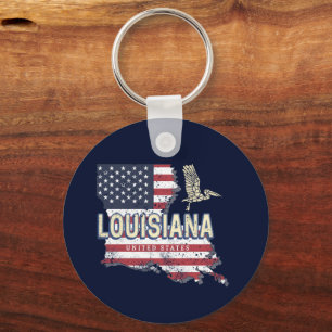 Chaveiro Louisiana EUA Retro Map Vintage EUA