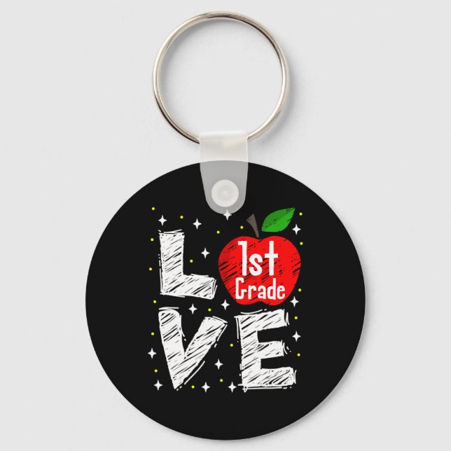 Chaveiro Love 1st Grade Apple Fun Ck To School Teacher Gift (Frente)