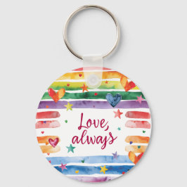Chaveiro Love Always Rainbow Sticker, Watercolor Heart