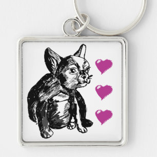 Chaveiro Love Bulhdog Dog Premium Square Key Ring