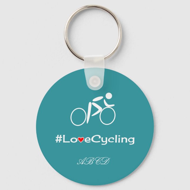 Chaveiro Love cicling adiciona iniciais personalizadas turq (Frente)