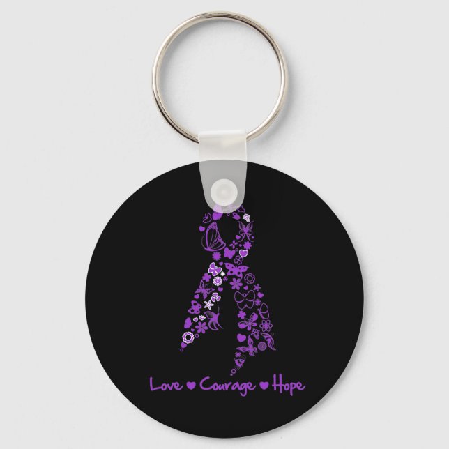 Chaveiro Love Courage Hope Butterfly - Cancer GIST (Frente)