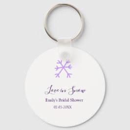 Chaveiro Love in Snow bridal shower purple snowflakes paste
