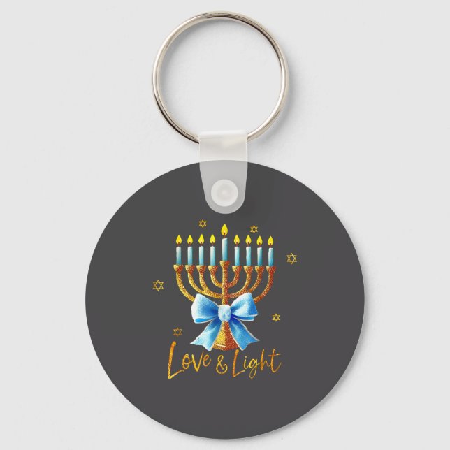 Chaveiro Love Menorah Chanukah Light Hanukkah Blue Coquette (Frente)