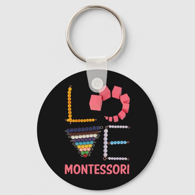 Chaveiro Love Montessori Education Math Teacher  (Frente)