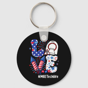 Chaveiro Love Mri Tech Life Usa Flag Fireworks 4 De Julho