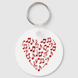 Chaveiro Love Music Heart of Red Music Notes