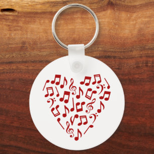 Chaveiro Love Music Heart of Red Music Notes
