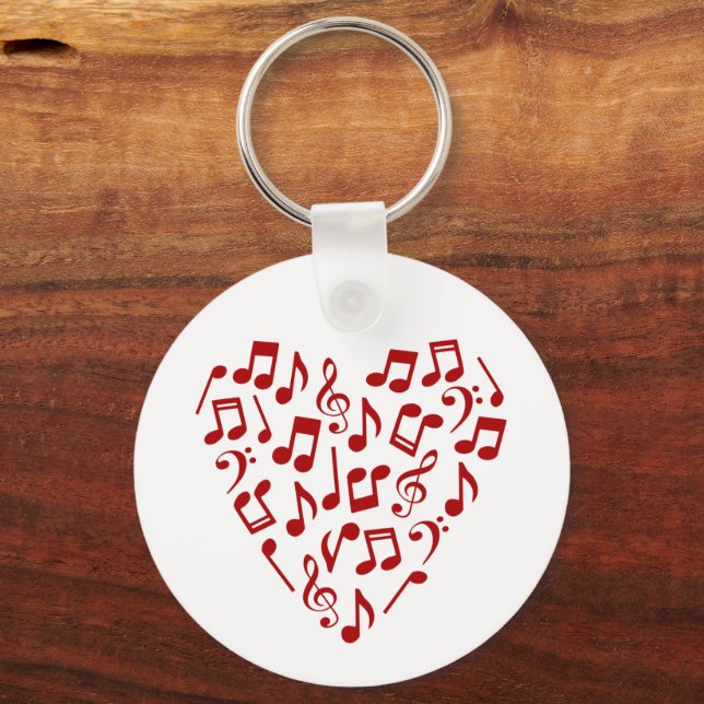Chaveiro Love Music Heart of Red Music Notes (Frente)