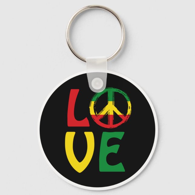 Chaveiro LOVE Reggae com símbolo de paz (Frente)
