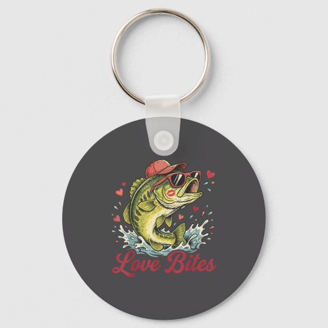 Chaveiro Love Retro Bites Fishing Fisherman Valentines Day  (Frente)