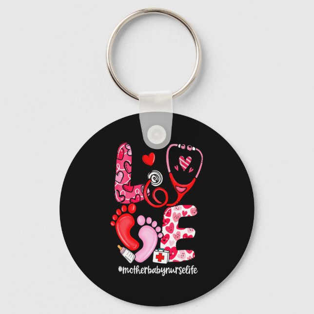 Chaveiro Love Stethoscope Mother Baby Nurse Life Valentine  (Frente)