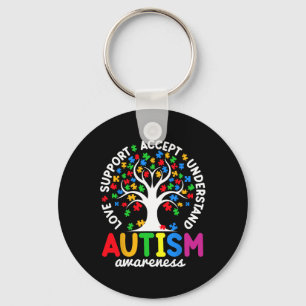 Chaveiro Love Support Accept Compreender Autismo De Árvore