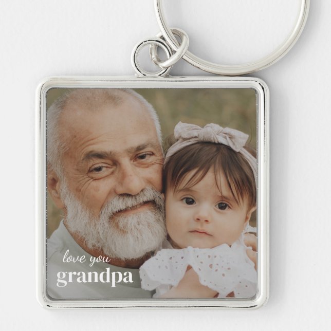 Chaveiro Love you Grandpa Photo Minimalist Keychain (Frente)