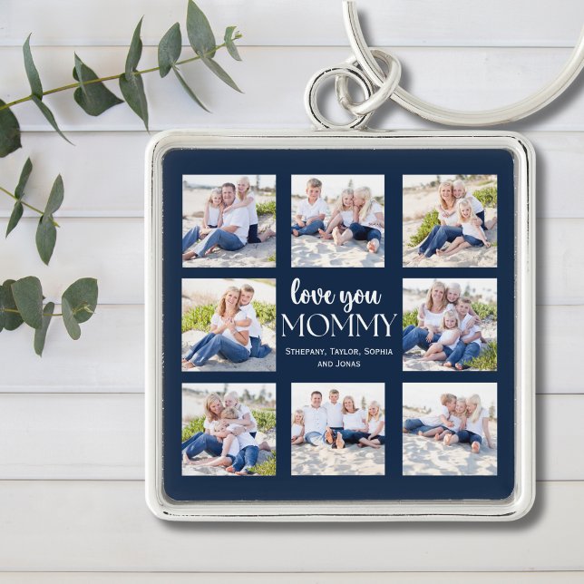 Chaveiro Love you Mommy Collage Photos childrens Blue (Criador carregado)