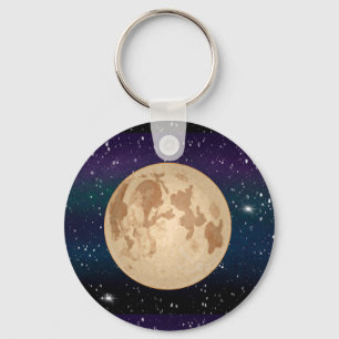 Chaveiro Lua cheia na noite estelar desenhada