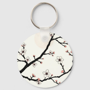 Chaveiro Lua da Flor de Cerejeira Padrão Minimalista