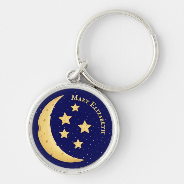 Chaveiro Lua de Queijo Cinto e Estrelas Personalizadas Cele (Frente)