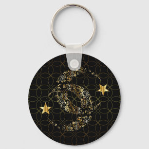 Chaveiro Lua e estrela florais islâmicas