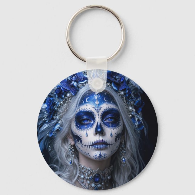Chaveiro Lua Safira Calavera – Azul Celestial (Frente)