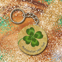 Chaveiro Lucky Charm Clover Dourado Personalizou Boa Sorte