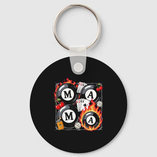 Chaveiro Lucky Mama Billiard 8 Cherry Mother's Day Mom Life (Frente)