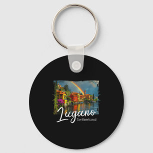 Chaveiro Lugano Vintage Suíça Tee Alpes Caminhada Lago Di