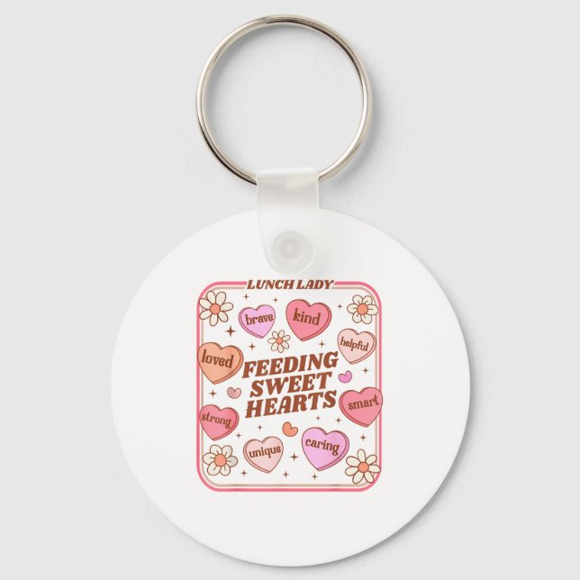 Chaveiro Lunch Lady Valentines Day Retro Cute Cafeteria Swe (Frente)