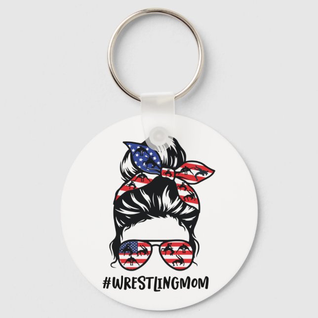 Chaveiro Luta Mãe Messy Bun America Flag Wrestlers (Frente)