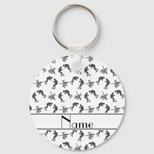Chaveiro Lutadores brancos de nome personalizado (Frente)