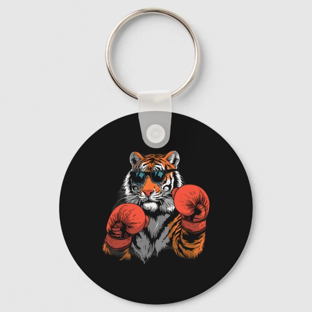 Chaveiro Luvas de boxe amante de tigre boxe kickboxing engr (Frente)