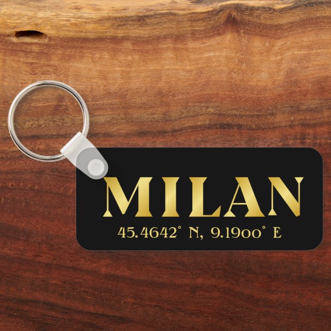 Chaveiro Lux Dourado Milan Latitude & Longitude Black (Verso)