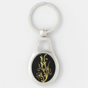 Chaveiro Luxo Abstrato Flor de Ouro Falso
