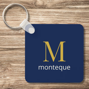 Chaveiro Luxo Azul Marinho Profundo com Monograma Personali